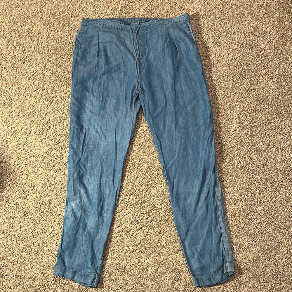 Matilda Jane Womens Tie Waist Pocket‎ Cuffed Chambray Pants Size M / Box 30-11